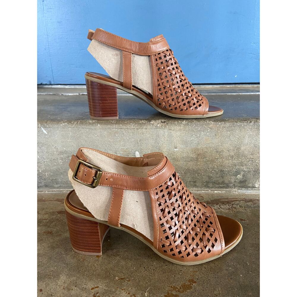 Franco Sarto Harlet 3 Tan block heel leather sandal - Picture 2 of 7